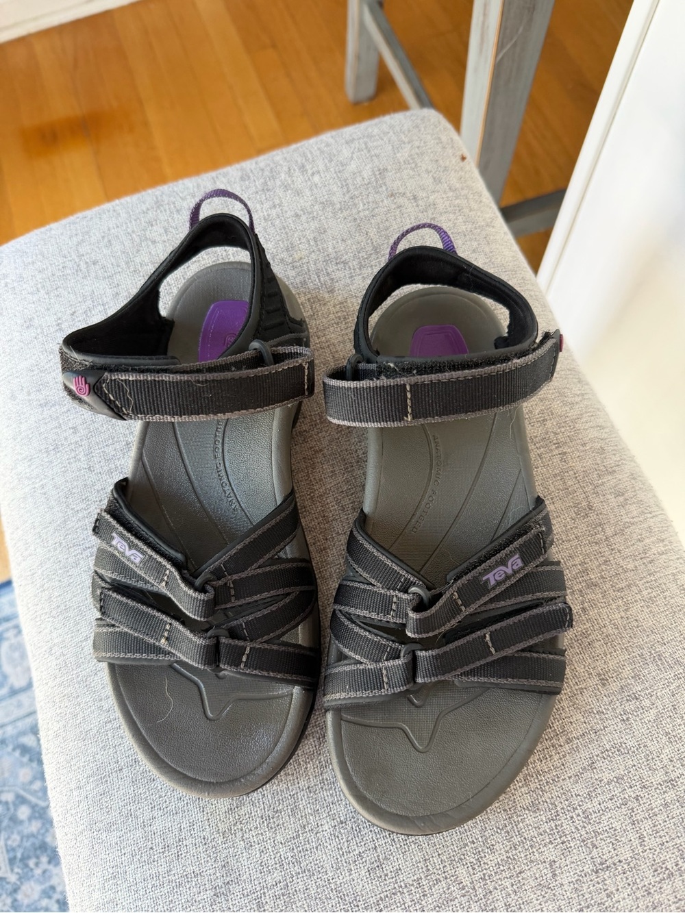 Teva Black Sandals with Purple Accents